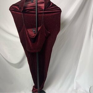 Windsor Rich Burgundy Velvet 2 piece top and skirt